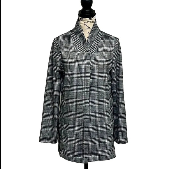 Haute Monde Houndstooth Mid Length Blazer Coatagian Academia Norm Preppy Mature - Picture 2 of 10